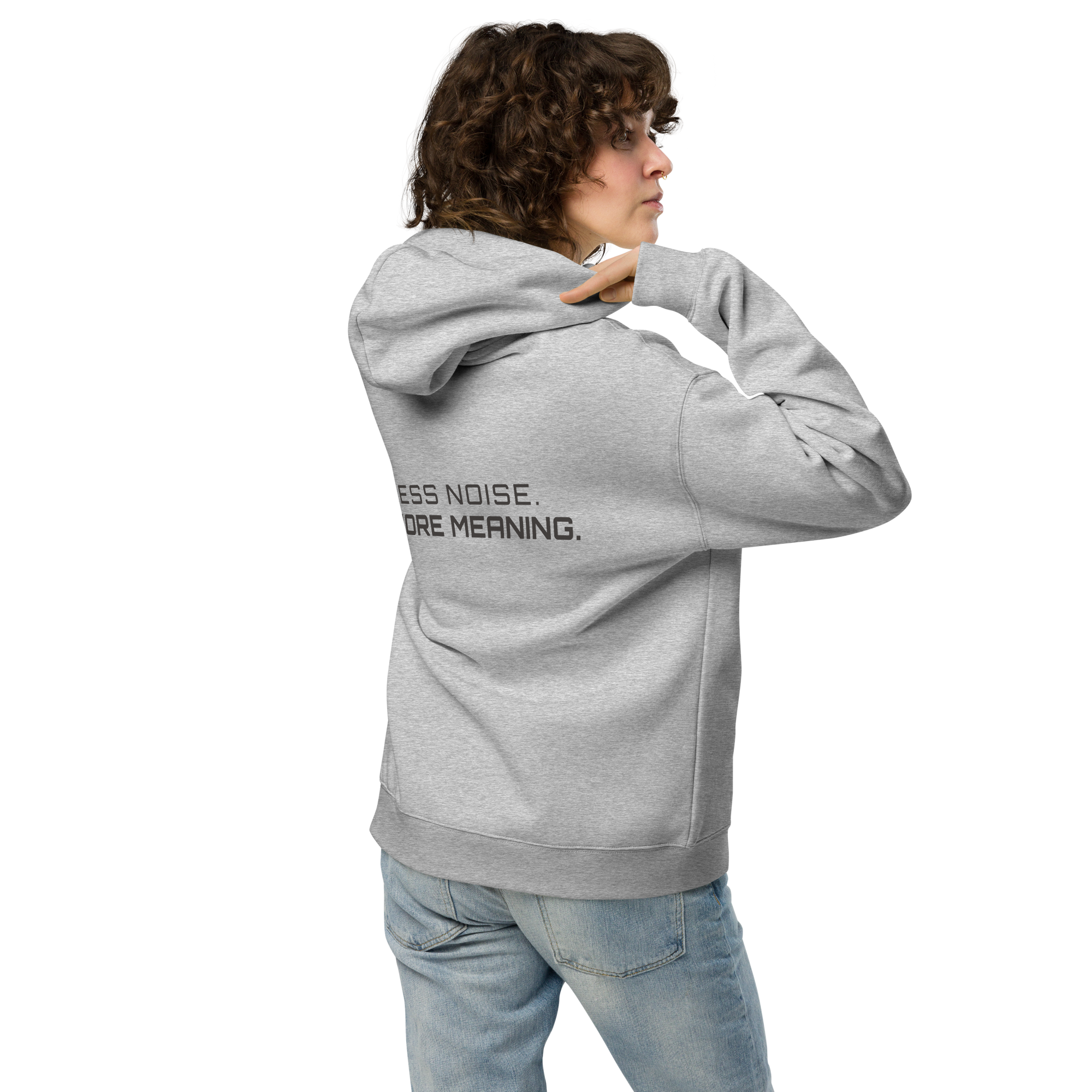 Athletic Heather oversized hoodie lifestyle back view worn by model – The Pixel Wolf
