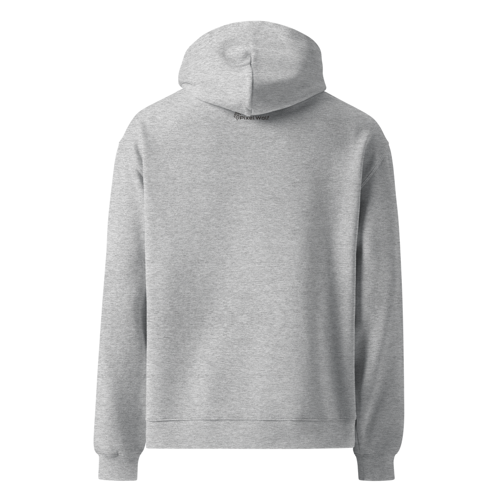 Athletic Heather oversized hoodie back view with minimalist design