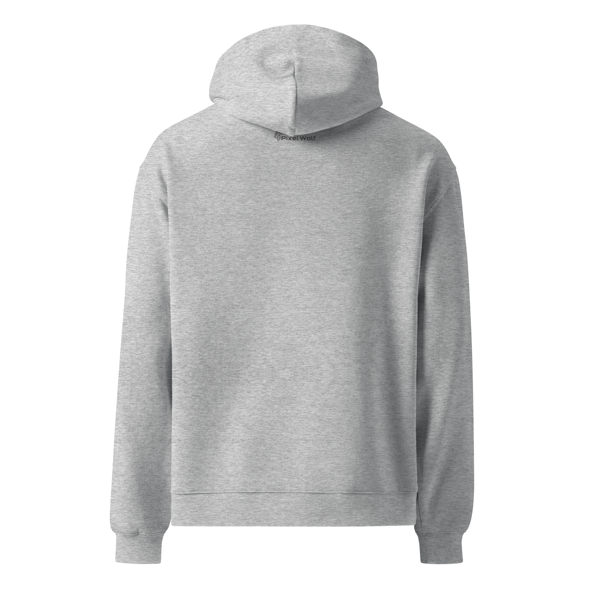 Athletic Heather oversized hoodie back view with minimalist design