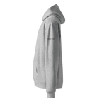 Athletic Heather oversized hoodie side view with sleeve logo detail – The Pixel Wolf