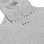 Athletic Heather oversized hoodie back detail with subtle The Pixel Wolf logo print