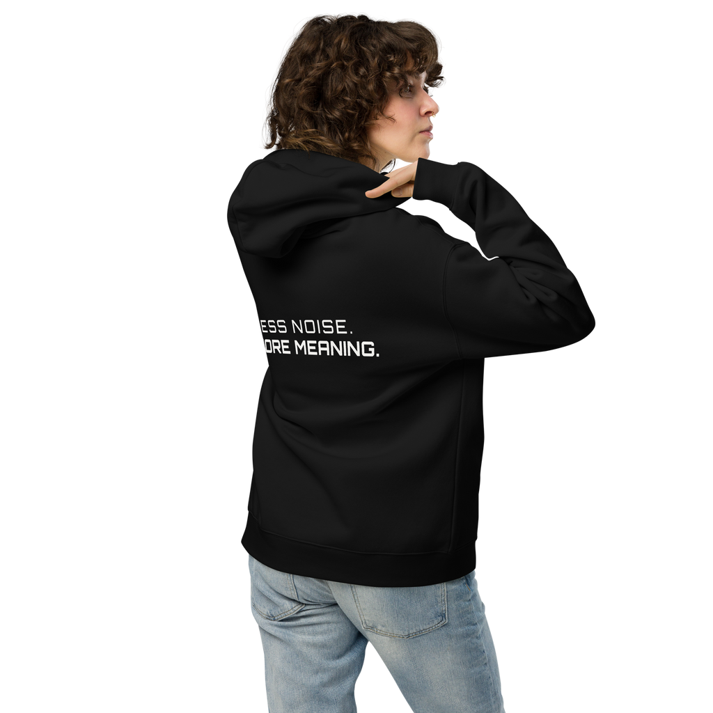Black oversized hoodie lifestyle back view worn by model – The Pixel Wolf