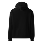 Black oversized hoodie back view with minimalist design