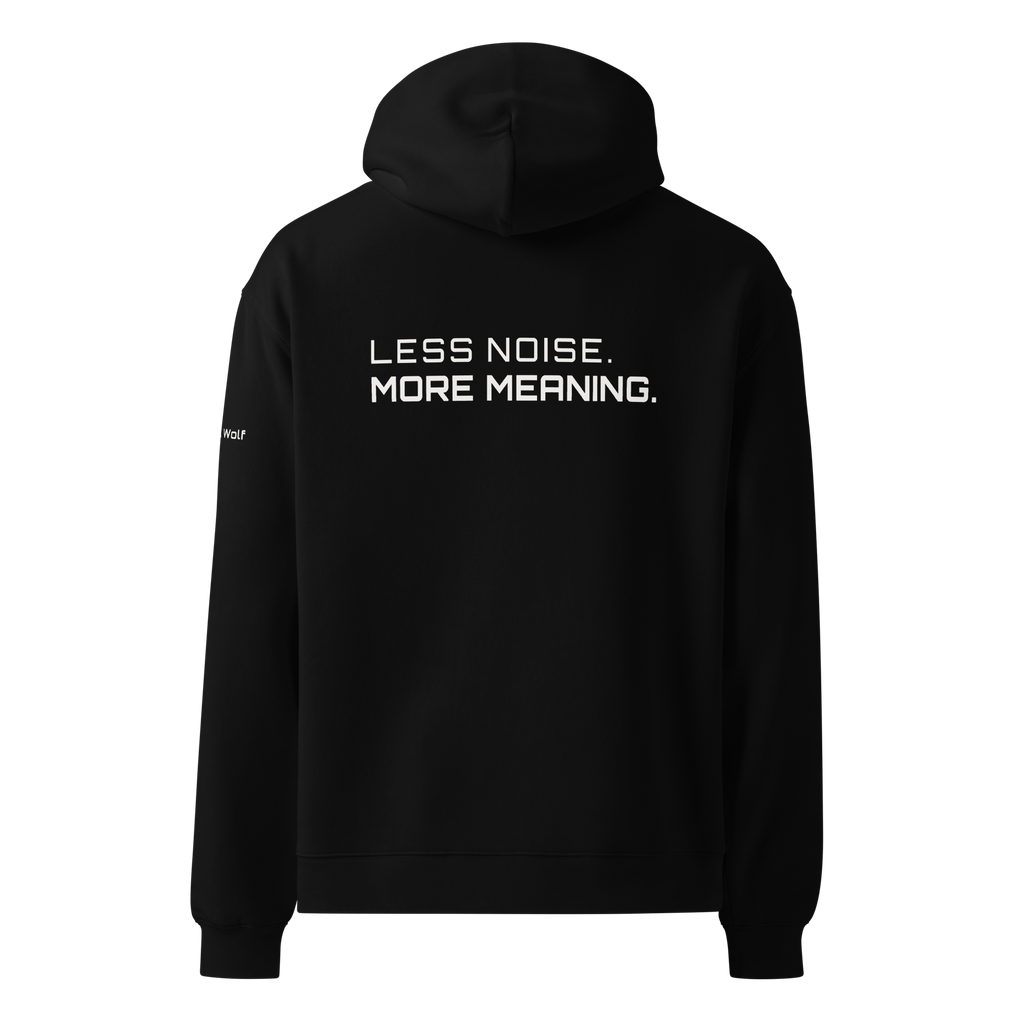 Black oversized hoodie back view – The Pixel Wolf