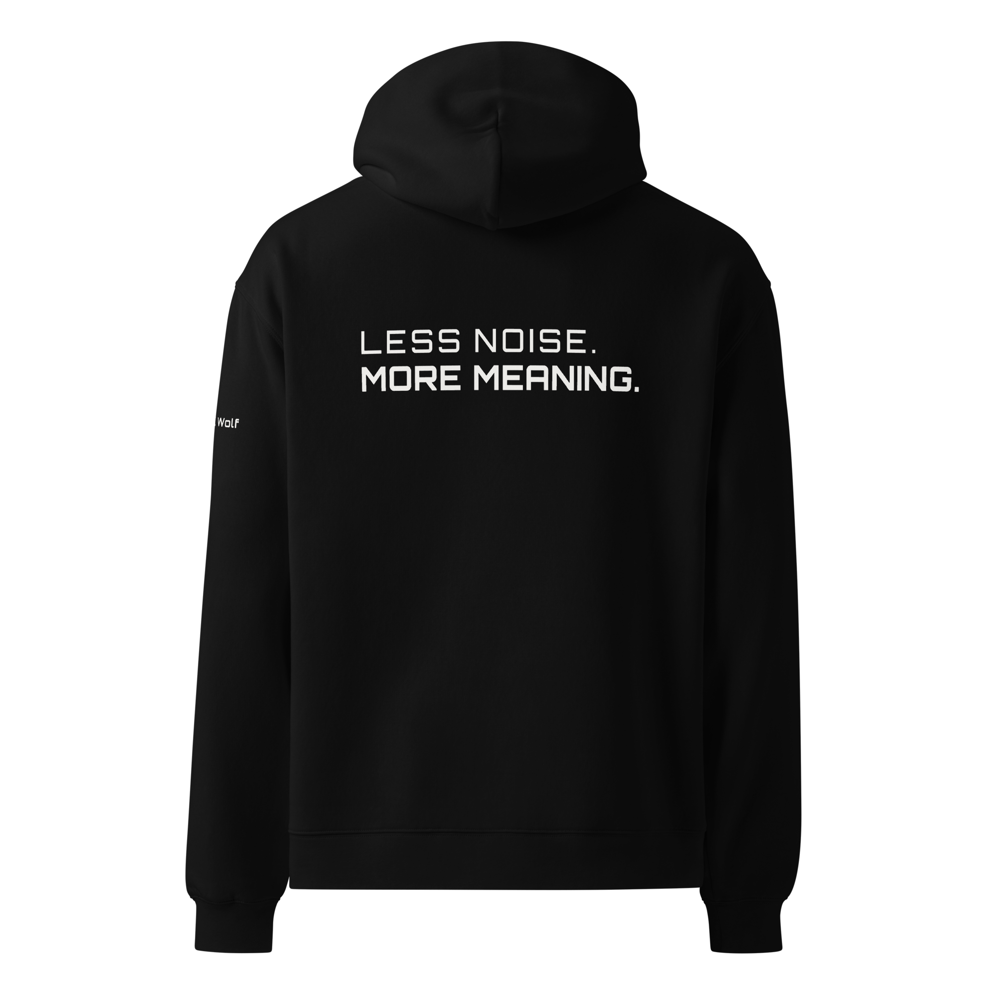Black oversized hoodie back view – The Pixel Wolf