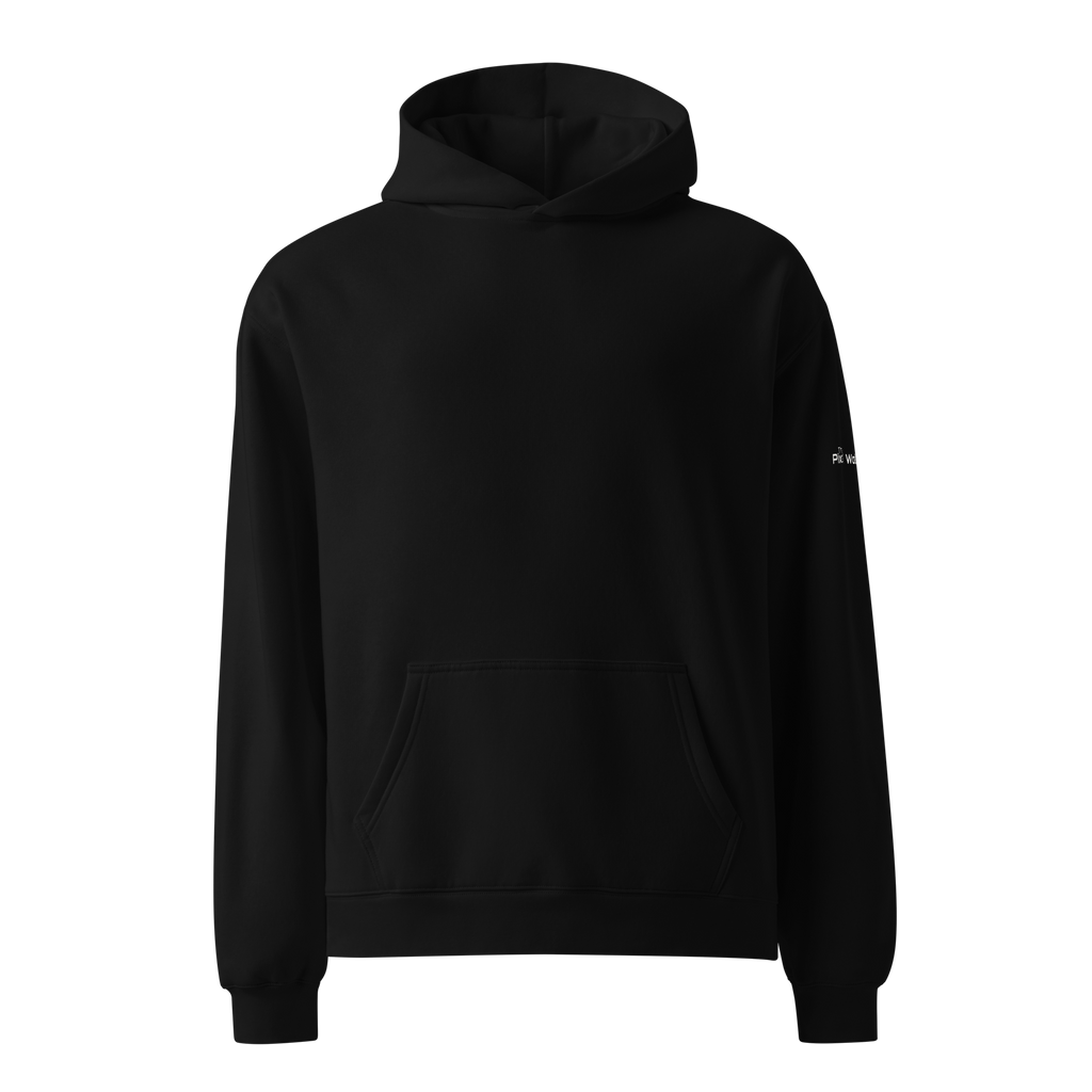 Black oversized hoodie front flat view – The Pixel Wolf