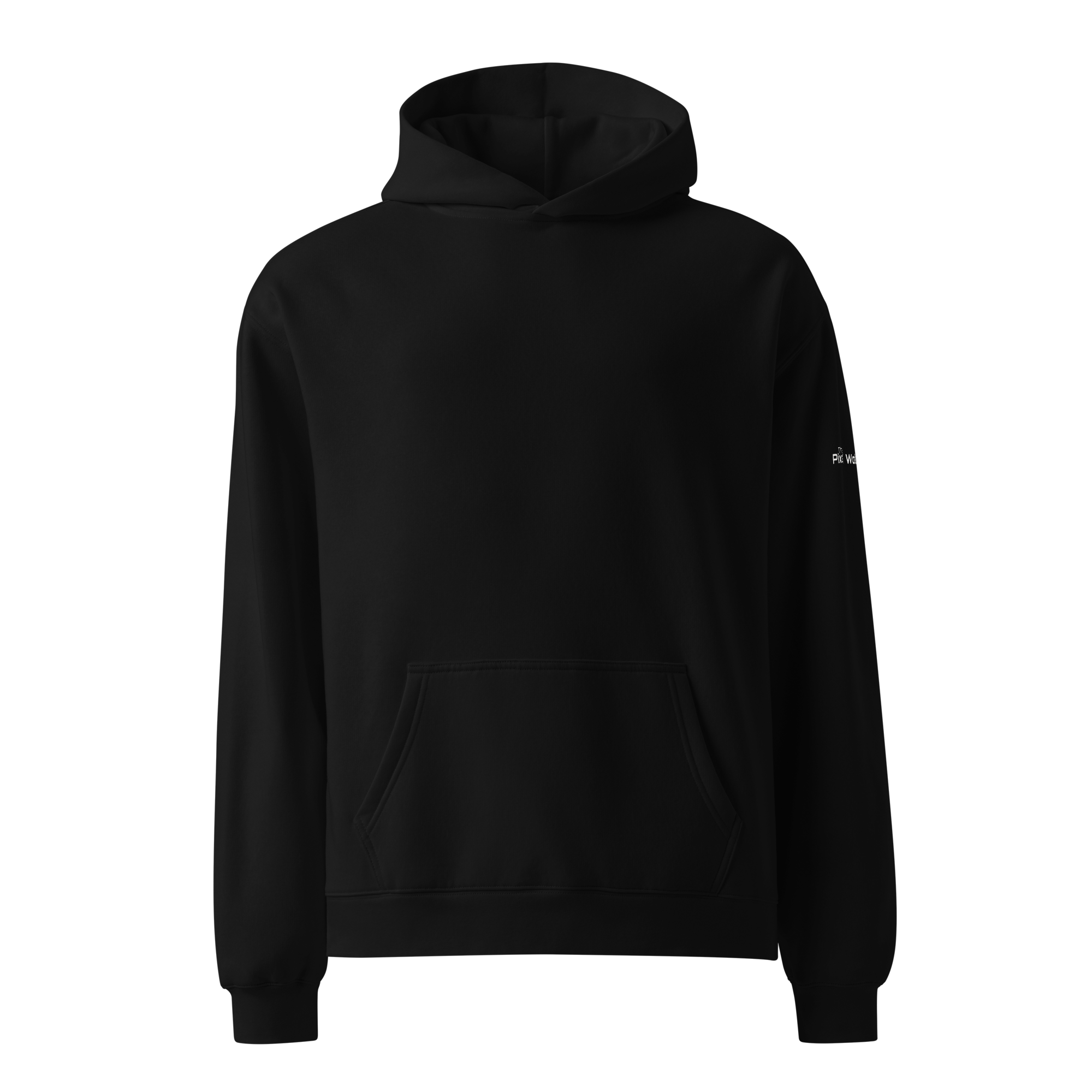 Black oversized hoodie front flat view – The Pixel Wolf