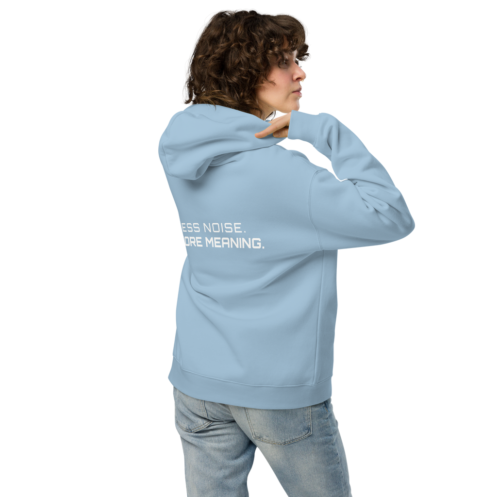 Carolina Blue oversized hoodie lifestyle back view worn by model – The Pixel Wolf