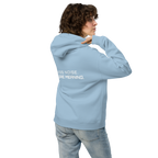 Carolina Blue oversized hoodie lifestyle back view worn by model – The Pixel Wolf