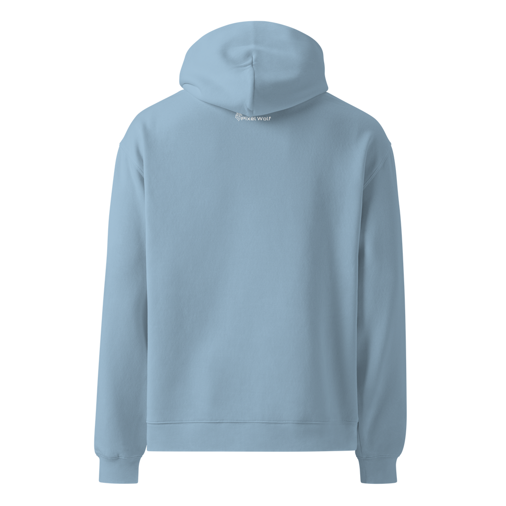 Carolina Blue oversized hoodie back view with minimalist design
