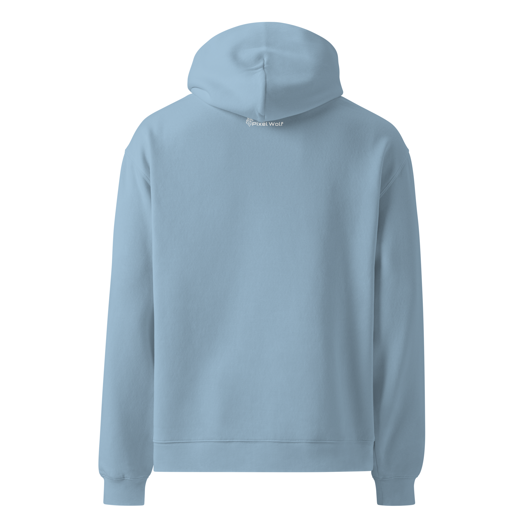 Carolina Blue oversized hoodie back view with minimalist design