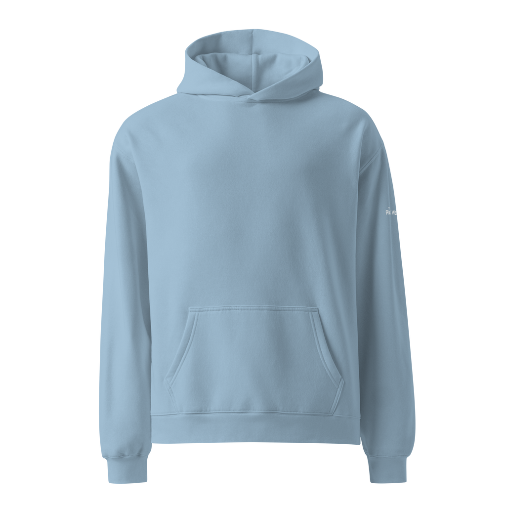 Carolina Blue oversized hoodie front flat view – The Pixel Wolf