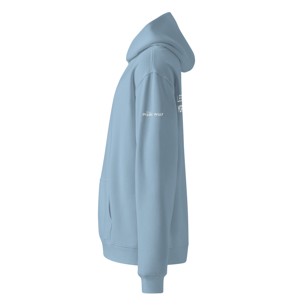 Carolina Blue oversized hoodie side view with sleeve logo detail – The Pixel Wolf