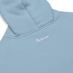 Carolina Blue oversized hoodie back detail with subtle The Pixel Wolf logo print