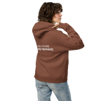 Chestnut oversized hoodie lifestyle back view worn by model – The Pixel Wolf