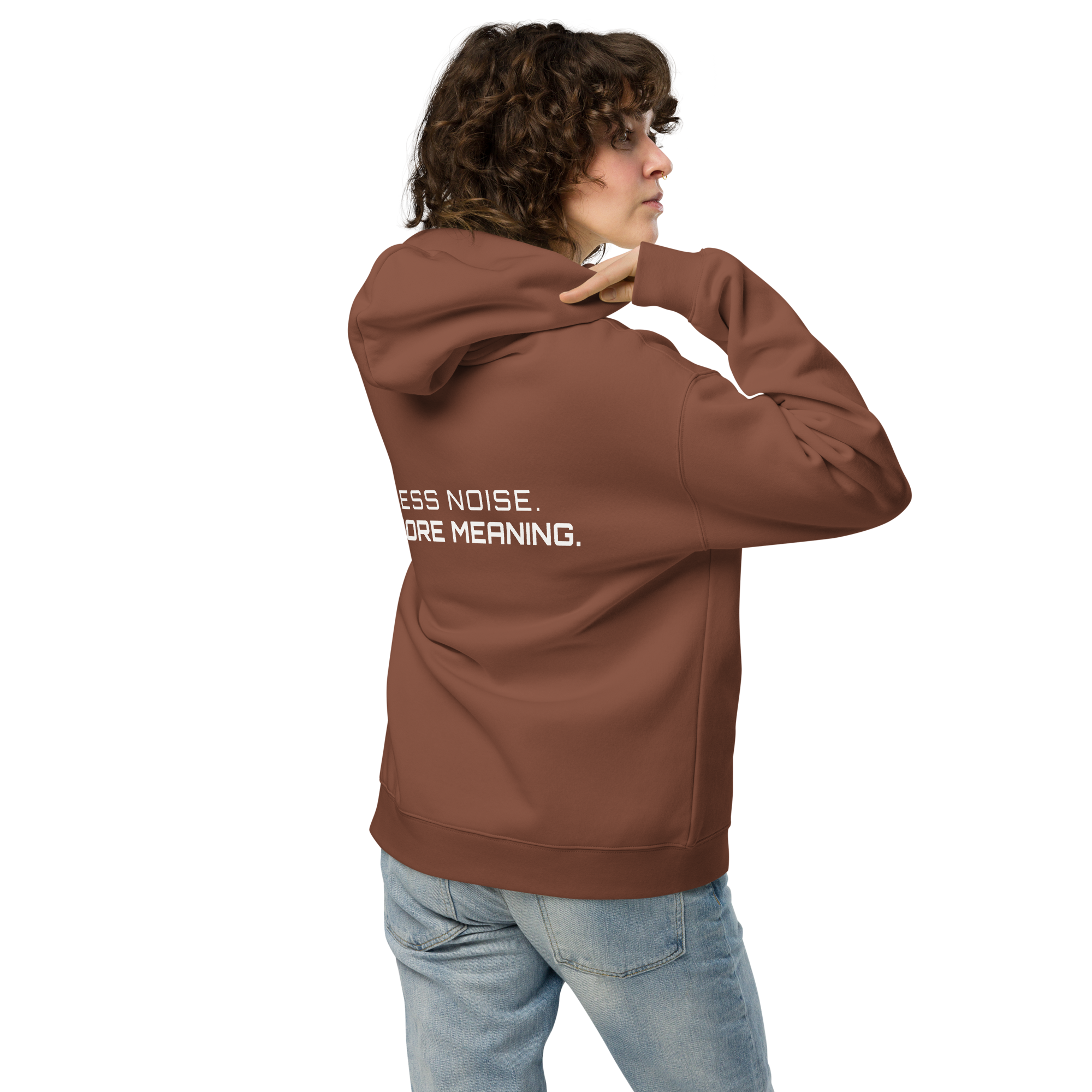 Chestnut oversized hoodie lifestyle back view worn by model – The Pixel Wolf