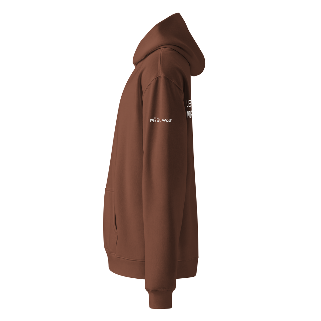 Chestnut oversized hoodie side view with sleeve logo detail – The Pixel Wolf