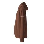 Chestnut oversized hoodie side view with sleeve logo detail – The Pixel Wolf