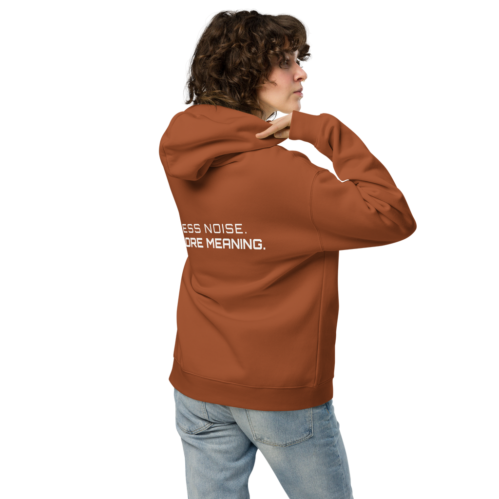 Clay oversized hoodie lifestyle back view worn by model – The Pixel Wolf