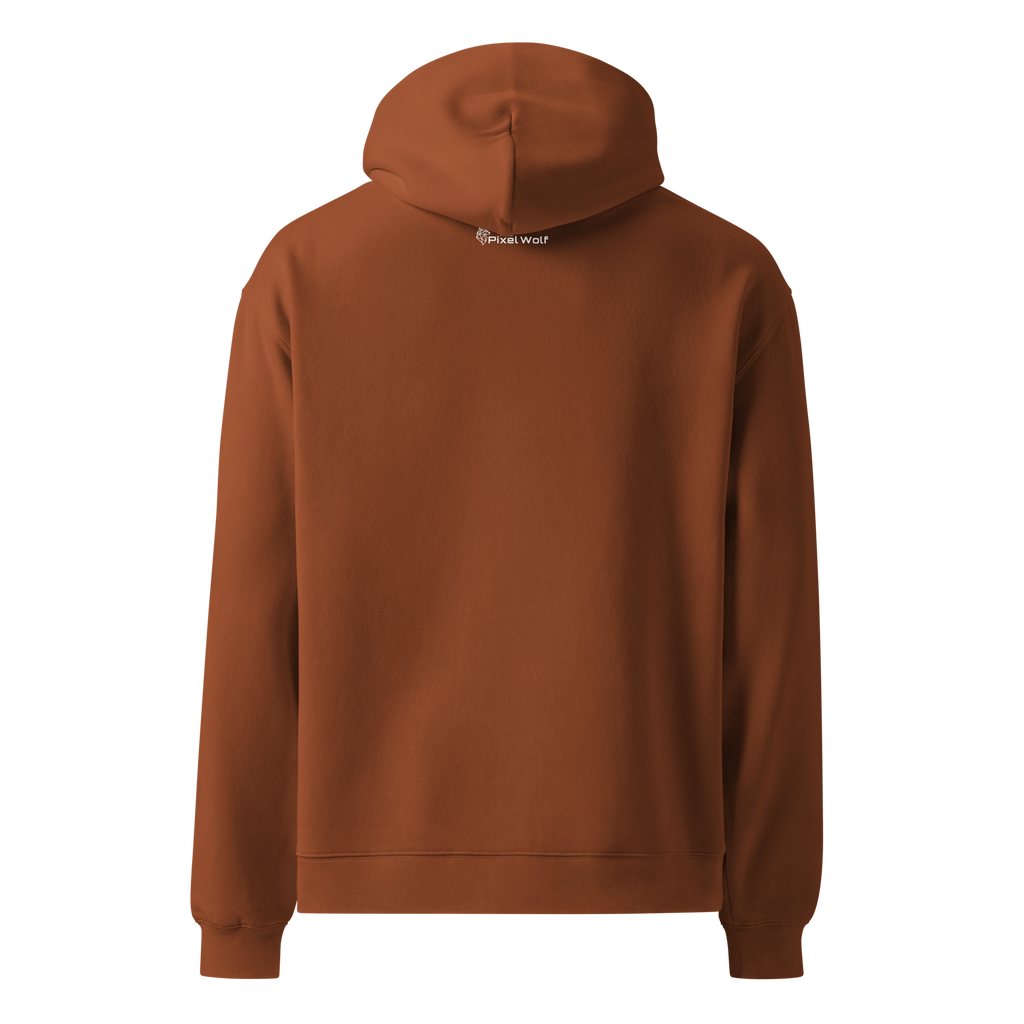 Clay oversized hoodie back view with minimalist design