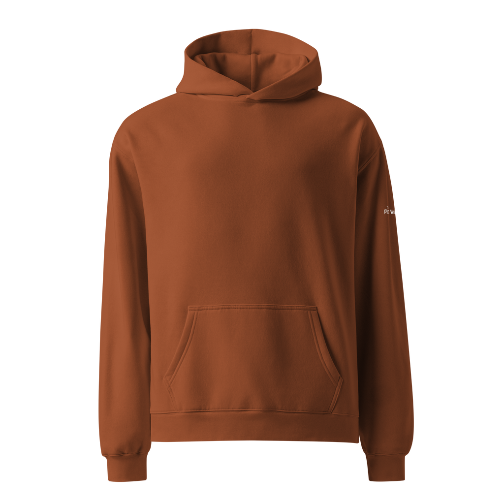 Clay oversized hoodie front flat view – The Pixel Wolf
