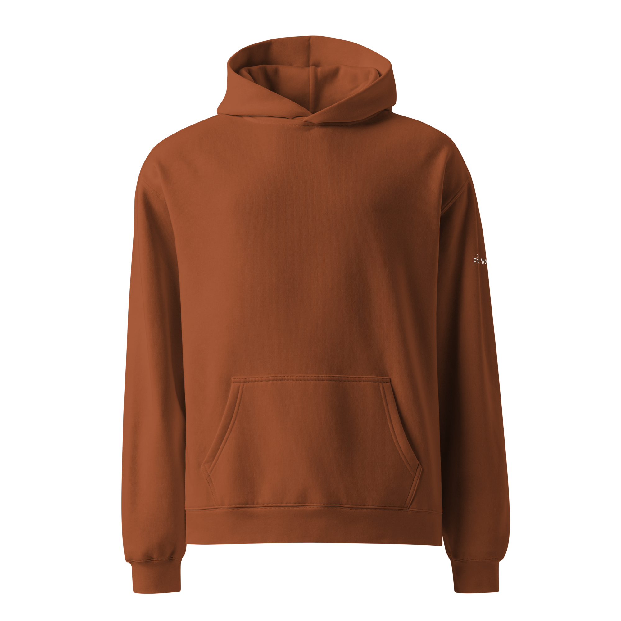 Clay oversized hoodie front flat view – The Pixel Wolf