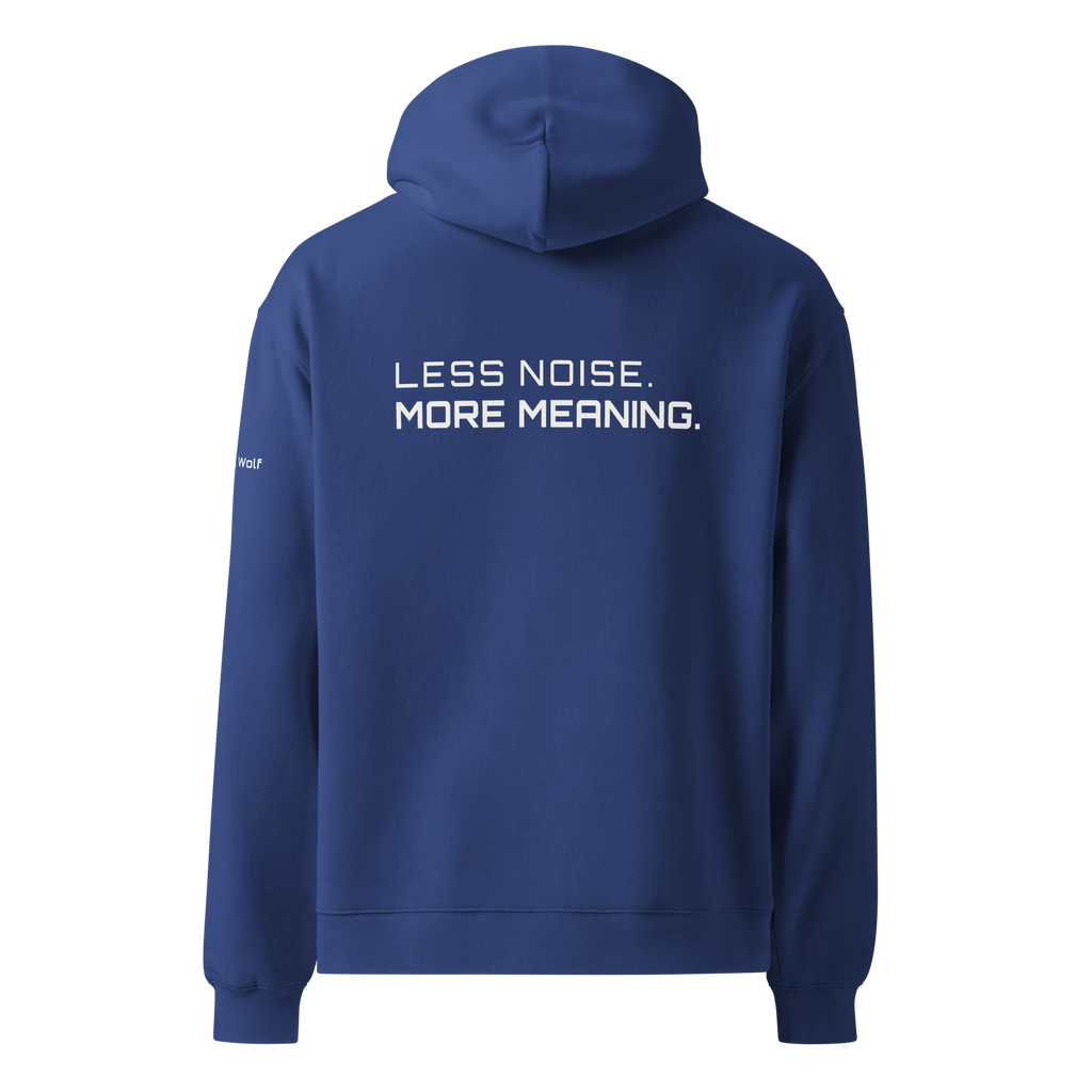 Cobalt oversized hoodie back view – The Pixel Wolf