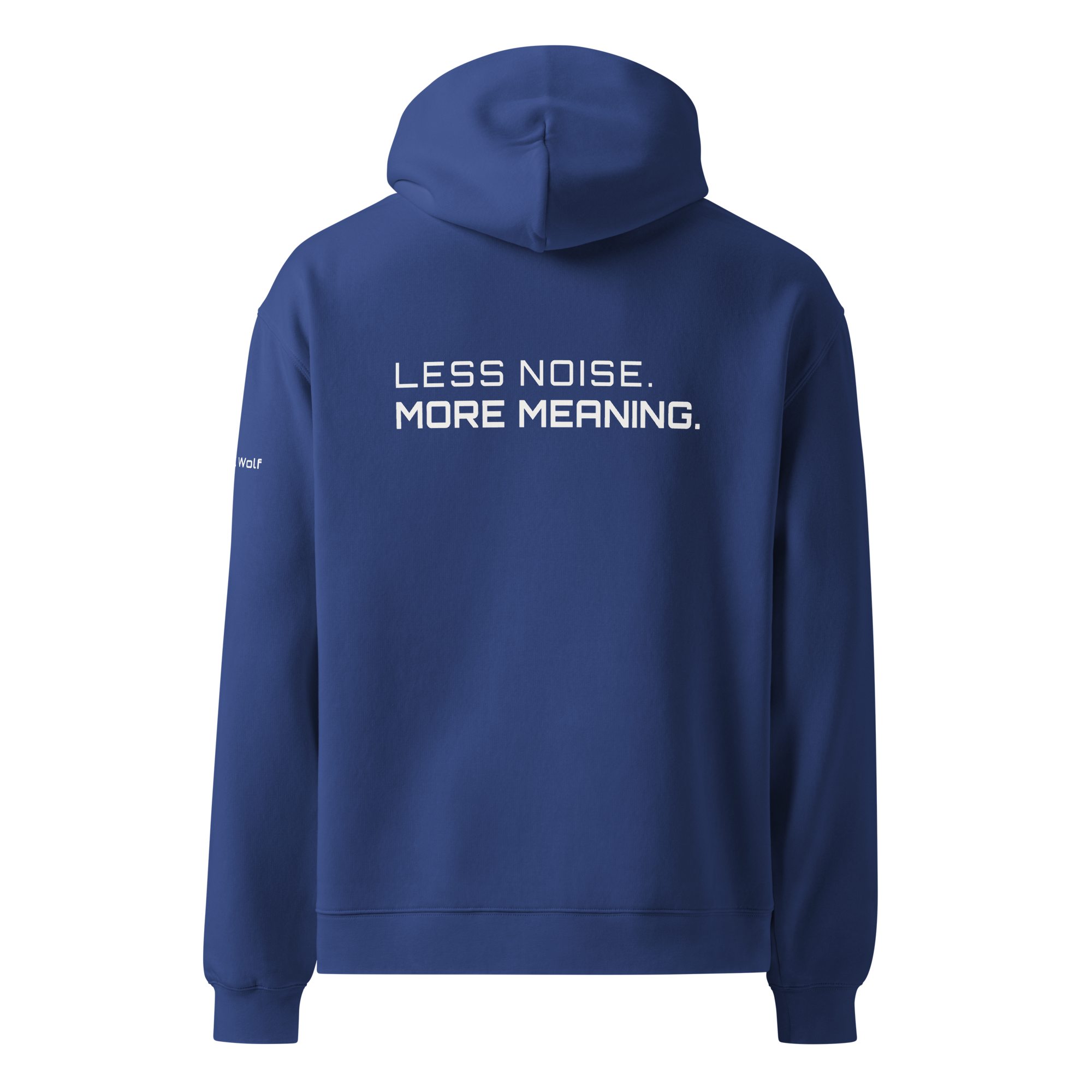 Cobalt oversized hoodie back view – The Pixel Wolf