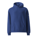 Cobalt oversized hoodie front flat view – The Pixel Wolf