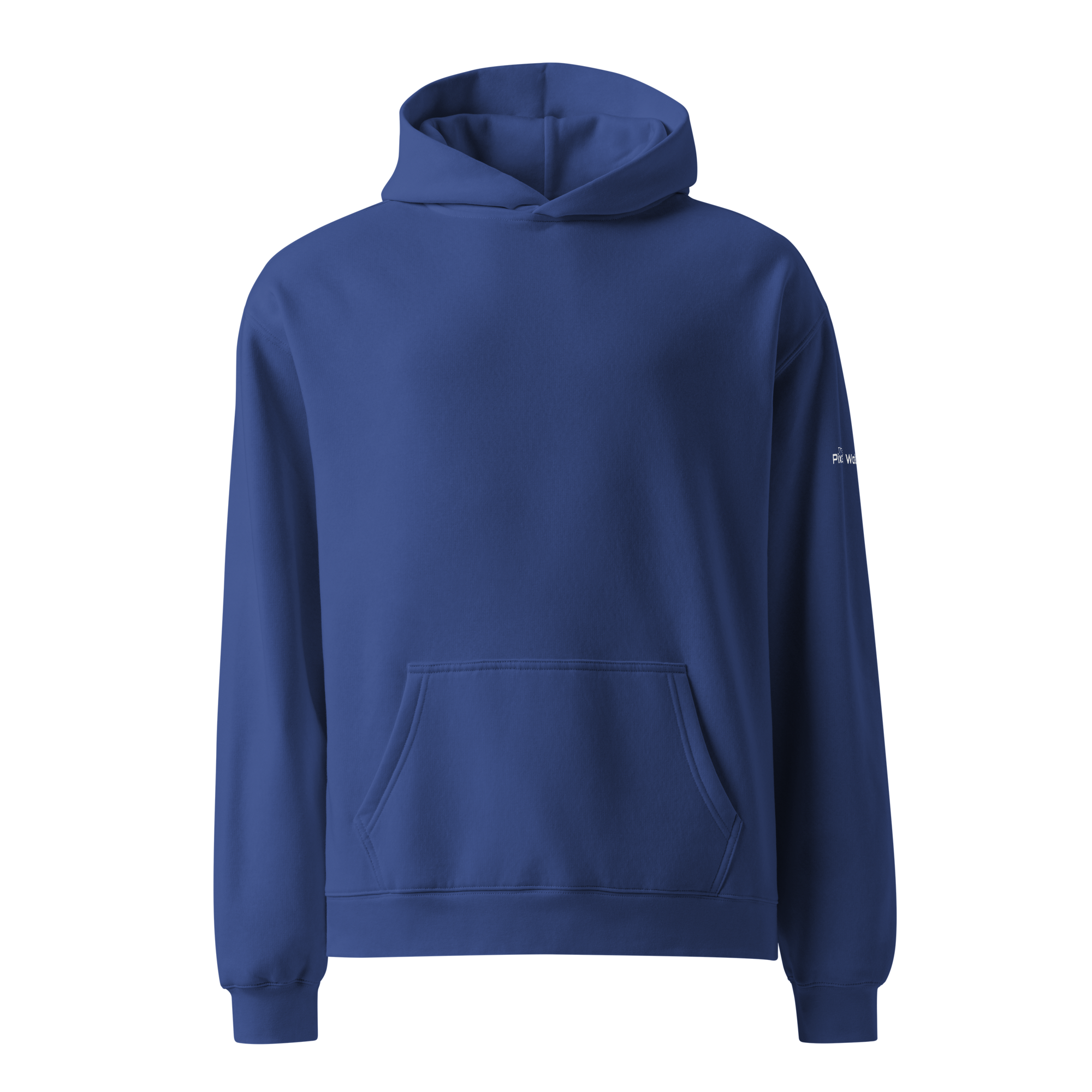 Cobalt oversized hoodie front flat view – The Pixel Wolf