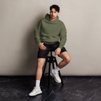 Cypress oversized hoodie editorial lifestyle worn by model sitting – The Pixel Wolf