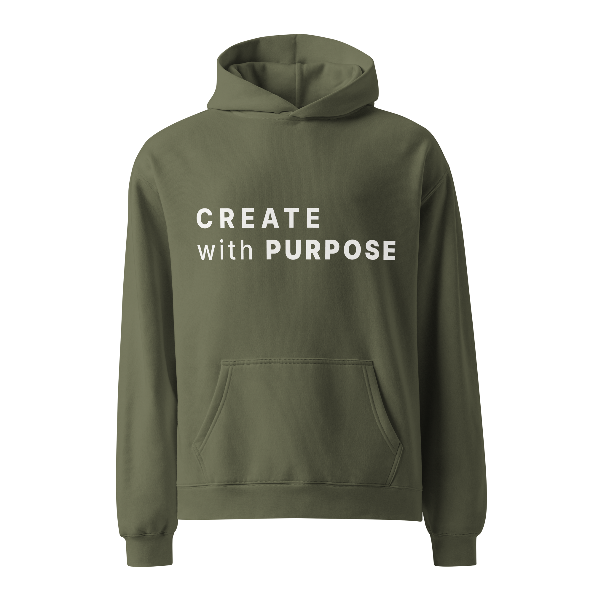 Cypress oversized hoodie with “CREATE with PURPOSE” printed on the front