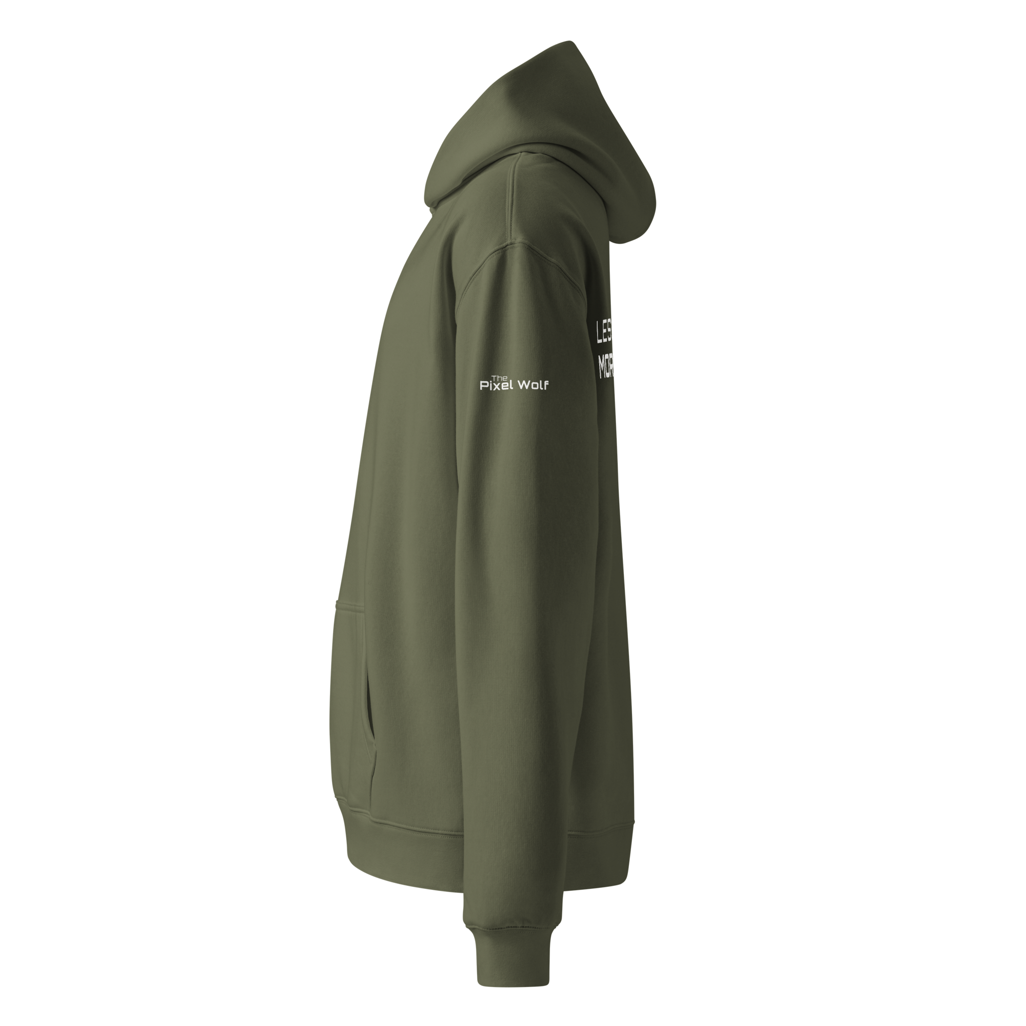 Cypress oversized hoodie side view with sleeve logo detail – The Pixel Wolf