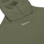 Cypress oversized hoodie back detail with subtle The Pixel Wolf logo print