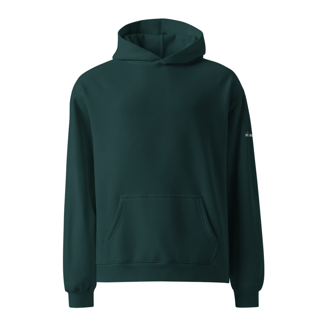 Pine Green oversized hoodie front flat view – The Pixel Wolf