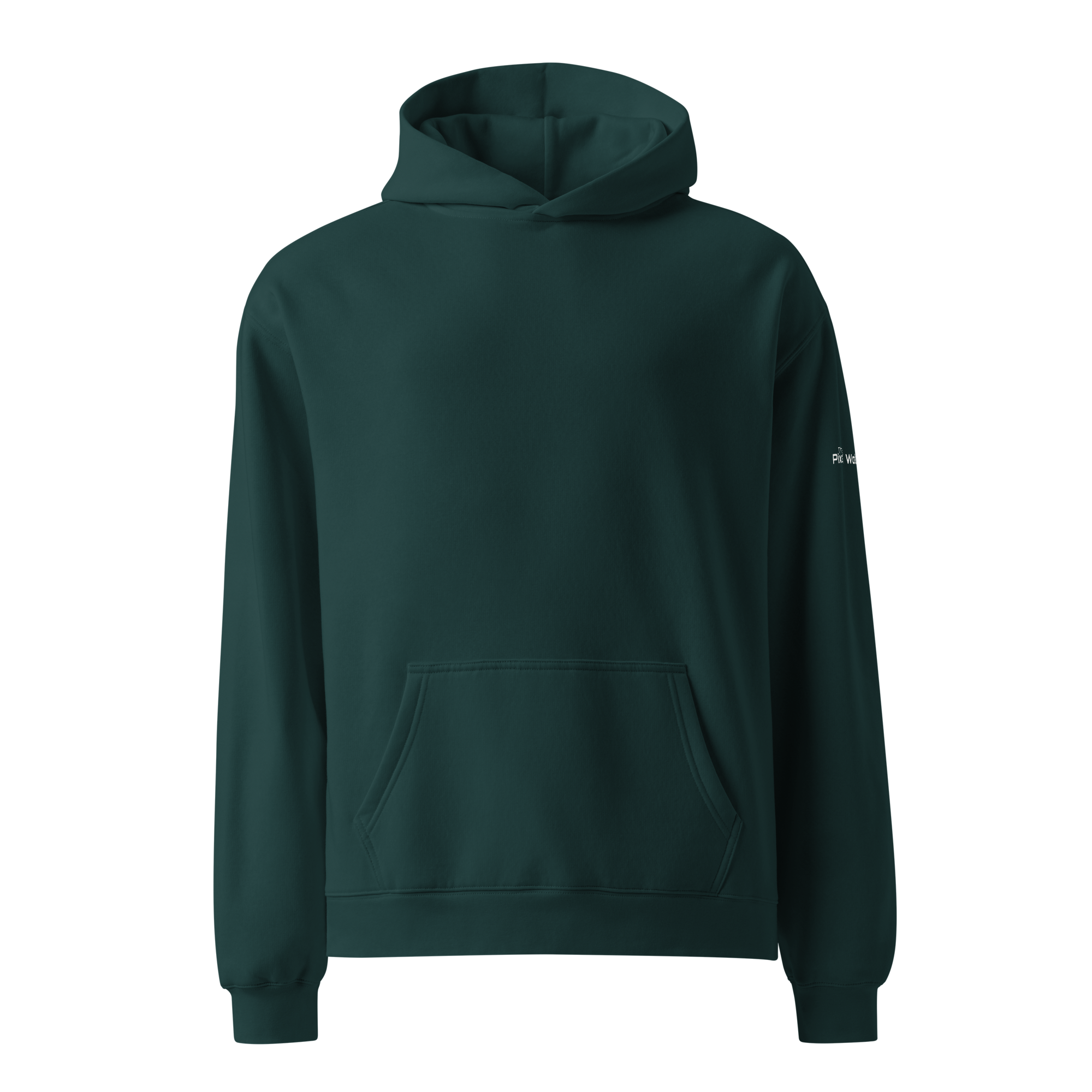 Pine Green oversized hoodie front flat view – The Pixel Wolf