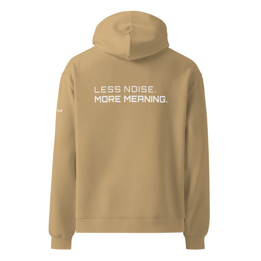 Sand oversized hoodie back view – The Pixel Wolf