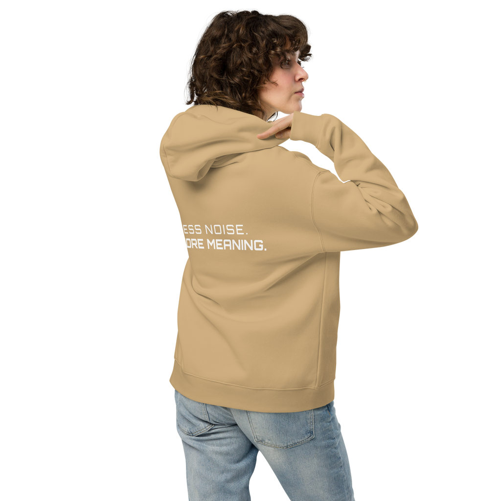 Sand oversized hoodie lifestyle back view worn by model – The Pixel Wolf