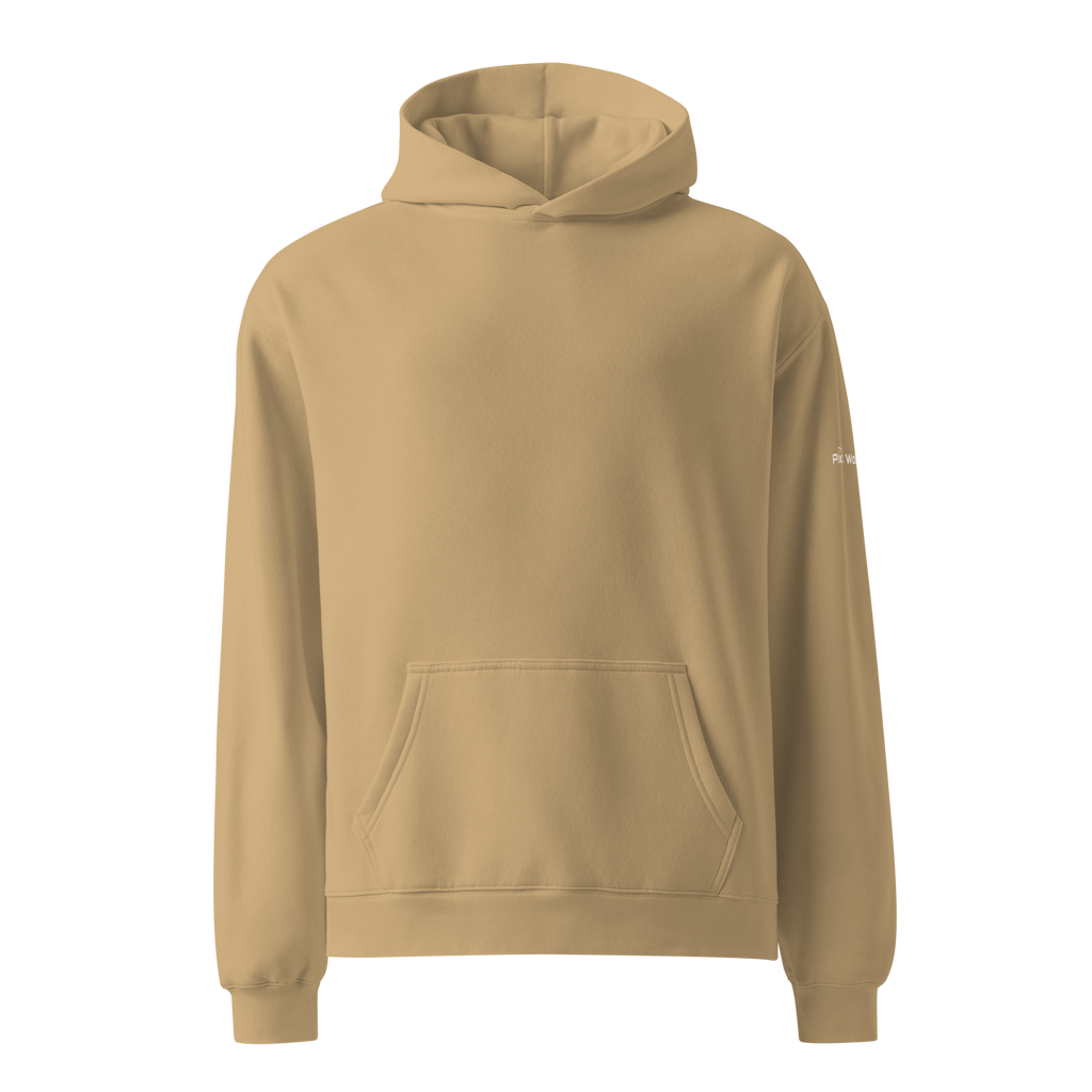 Sand oversized hoodie front flat view – The Pixel Wolf