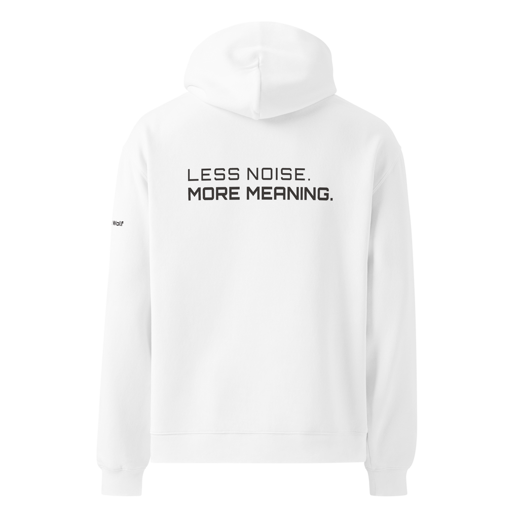 White oversized hoodie back view – The Pixel Wolf