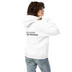 White oversized hoodie lifestyle back view worn by model – The Pixel Wolf