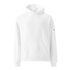 White oversized hoodie front flat view – The Pixel Wolf