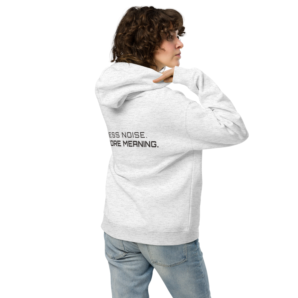 White Heather oversized hoodie lifestyle back view worn by model – The Pixel Wolf