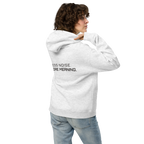 White Heather oversized hoodie lifestyle back view worn by model – The Pixel Wolf