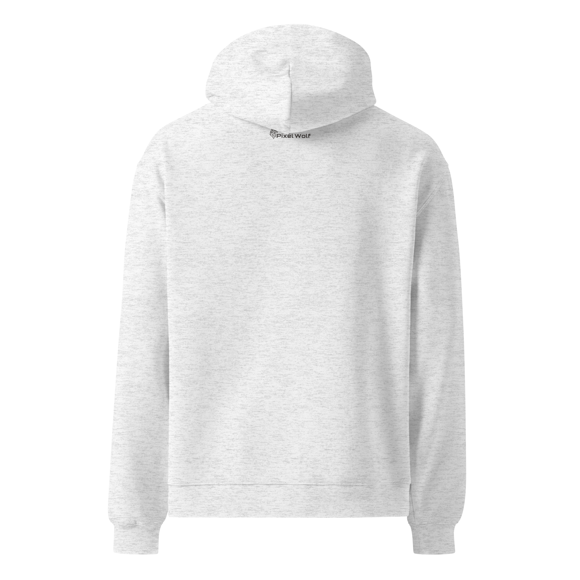 White Heather oversized hoodie back view with minimalist design