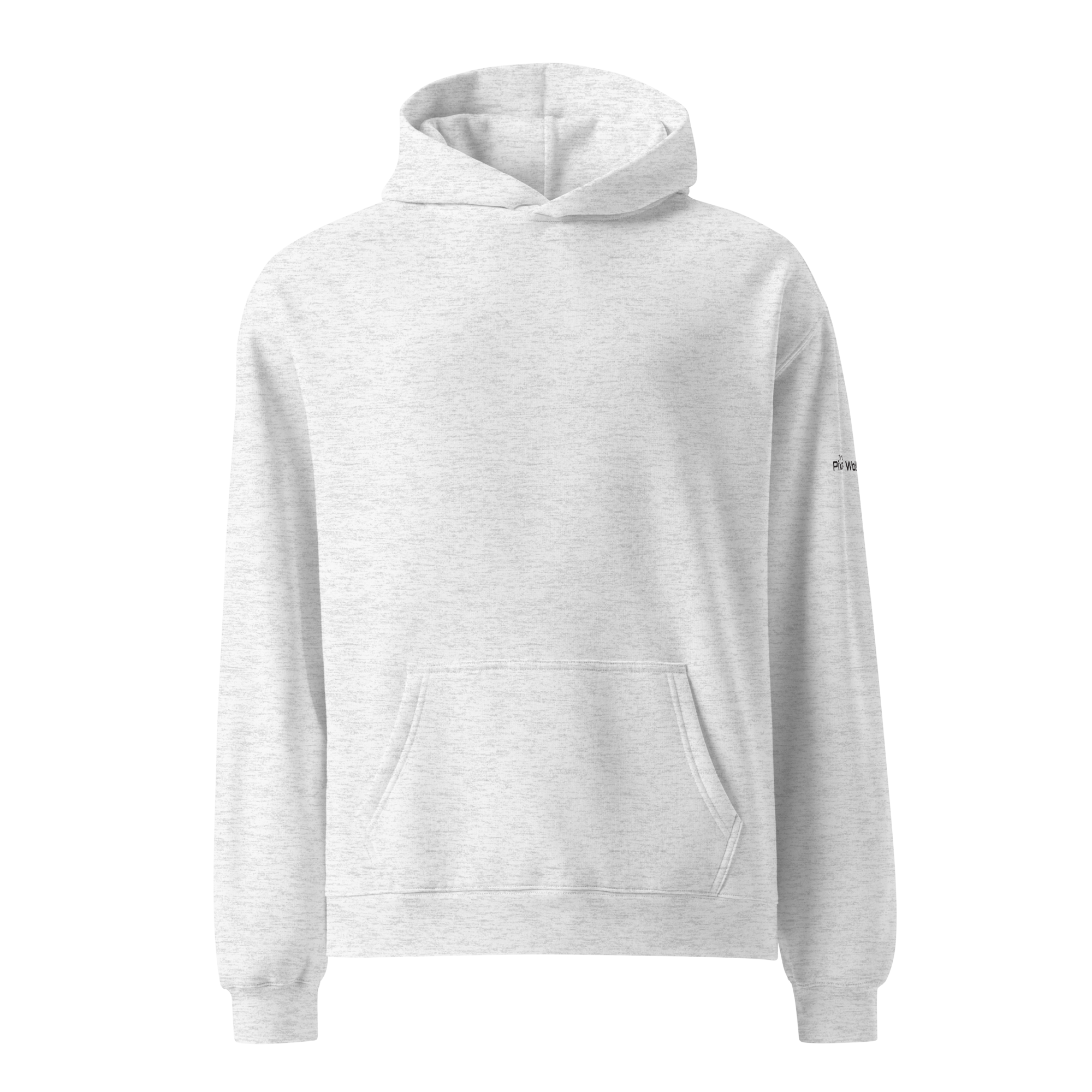 White Heather oversized hoodie front flat view – The Pixel Wolf