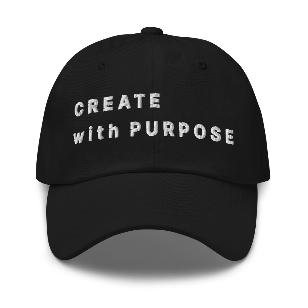 Black Classic Cap – CREATE WITH PURPOSE front view