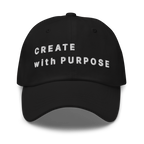 Black Classic Cap – CREATE WITH PURPOSE front view