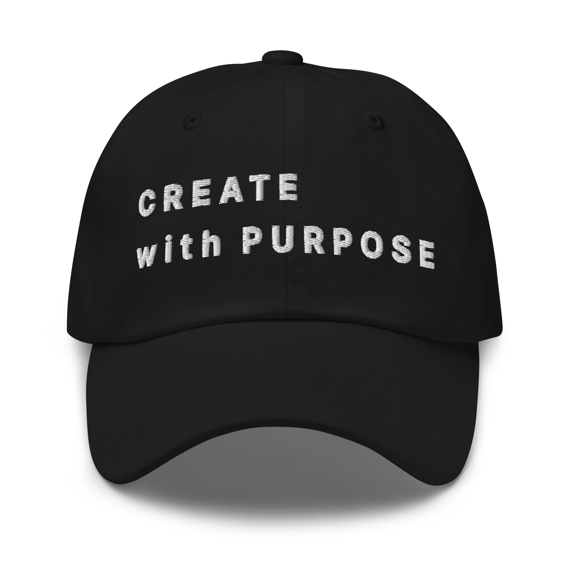 Black Classic Cap – CREATE WITH PURPOSE front view