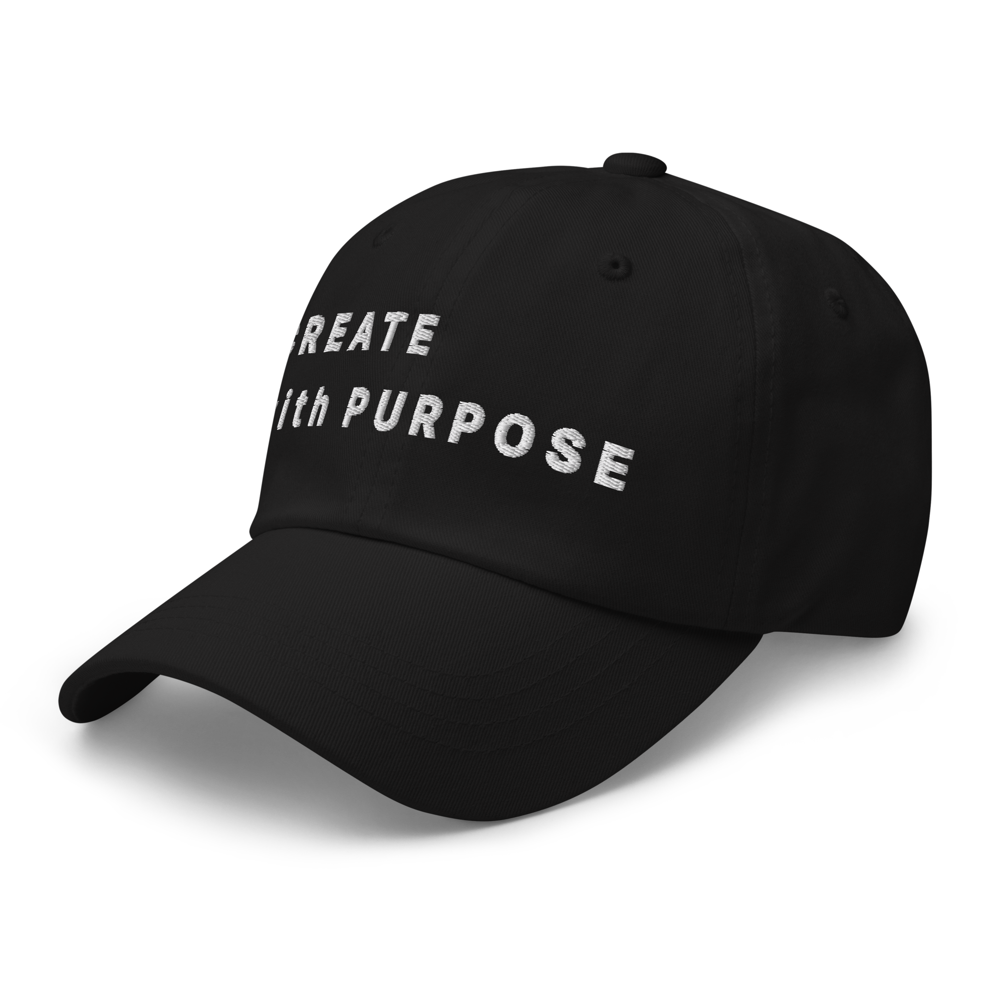 Black Classic Cap – CREATE WITH PURPOSE side view